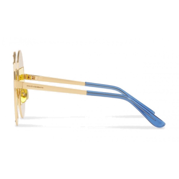 Dolce & Gabbana - Oval Metal Sunglasses with Crystals - Shiny Gold Multicolored - Picture 2 of 9